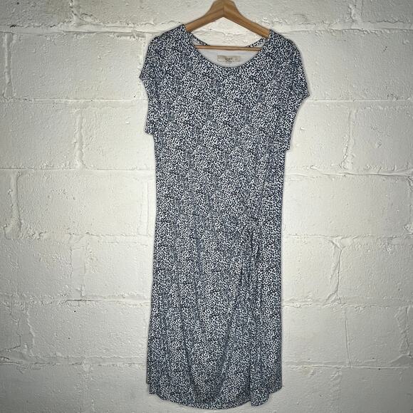 Loft Women's Side Knot Floral Ditsy Print Crewneck Jersey Midi Dress Size XL NWT - Picture 1 of 6